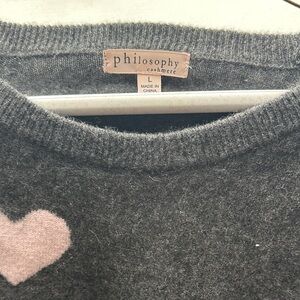 Philosophy Charcoal Sweater with Blush Heart